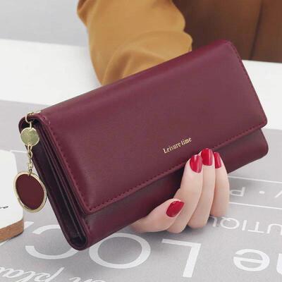 Fashion Women Wallets Brand Letter Long Tri-fold Wallet Purs