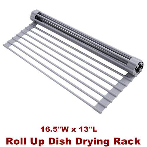 Roll Up Dish Drying Rack Drainer Kitchen Counter Over Sink