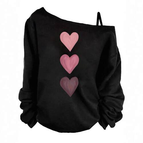 Printed off shoulder long sleeved shirt with love festival