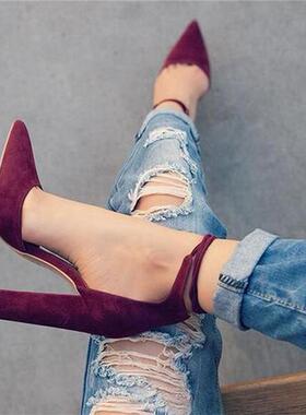 Women plus size 43 42 41 thick high heels shoes ladies pump