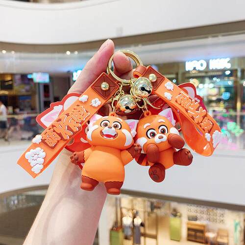 Cartoon Turning Red Anime Figure Silicone Doll Keychain Bag