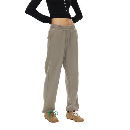 1747「燕麦花灰」基础卫裤 直筒宽松收口束脚纯棉运动裤 男女同款