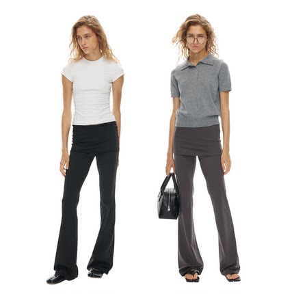 1747 假两件修身亲肤休闲运动裤 时髦百搭微喇长裤SPORT PANTS