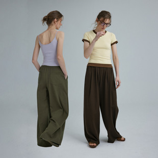 1747「自在悠然」 松弛感宽松阔腿休闲松紧腰头无性别卫裤