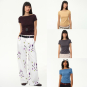 1747 船领天丝棉T恤｜一字领百搭多色短袖 沙漏腰 小飞袖