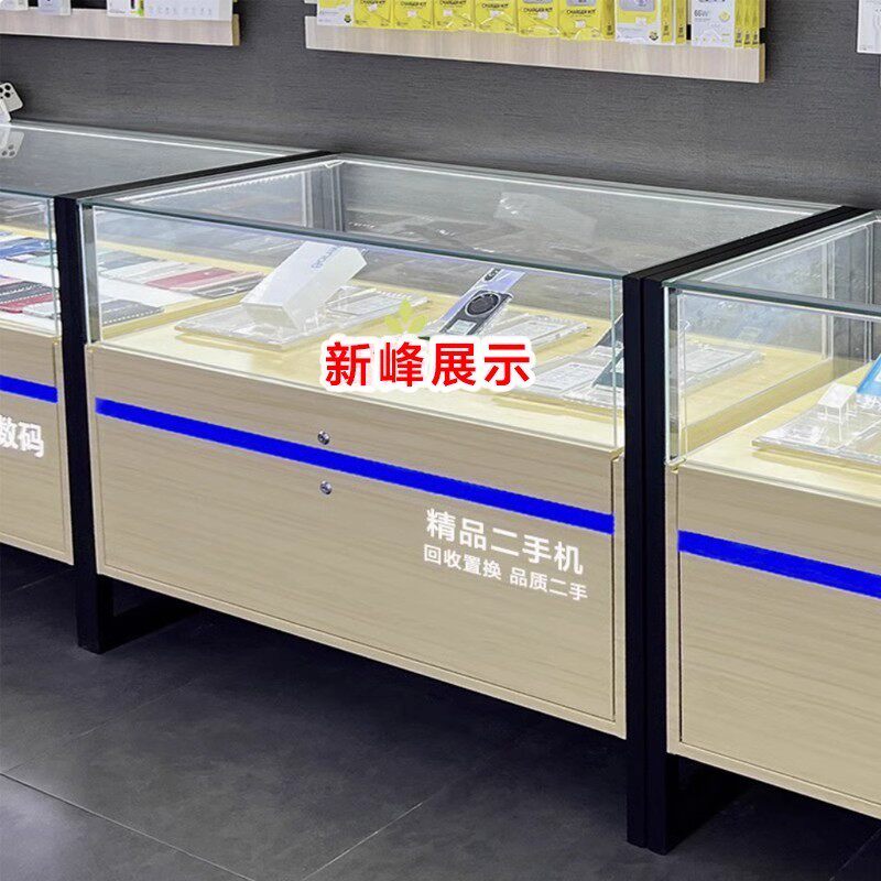 新款手机柜台展示柜苹果二手手机靠墙玻璃柜台VIVO转角柜台定制做