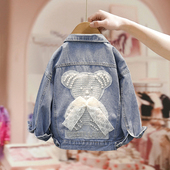 中大童网红炸街上衣软夹克洋气 儿童装 女童牛仔外套春秋季 2025新款