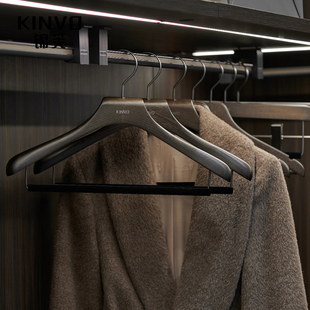 锦芙高端木质衣架大衣西服专用衣撑高档卧室衣柜衣帽间黑色衣挂