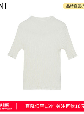 SANI商场同款100%绵羊毛半高领气质肌理感针织衫2026秋冬季毛衣女