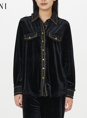 SANI亏本清仓不退不换拼接26春小香风气质高级感工装衬衫外套女