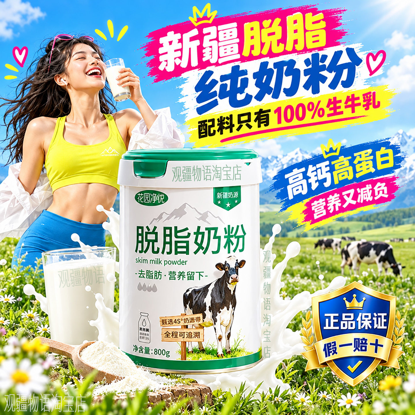 新疆花园淳悦脱脂奶粉800g*1罐
