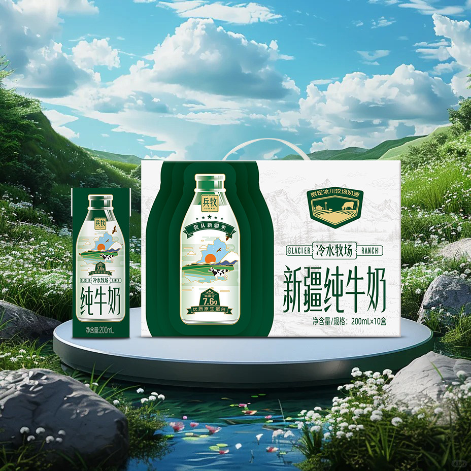 新疆兵牧纯牛奶3.8g优质蛋白整箱