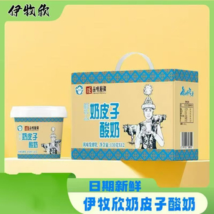 新疆特产伊牧欣手工奶皮子酸奶130g*12杯伊犁草原冰淇淋口感整箱