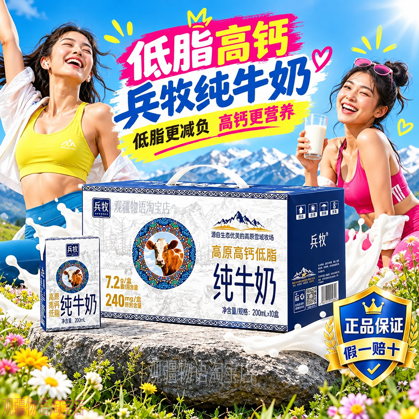 兵牧高原高钙低脂纯牛奶3.6蛋白