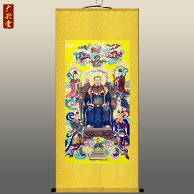 真武大帝图画像玄天上帝桃花女周公水火二将神像画道教卷轴挂画
