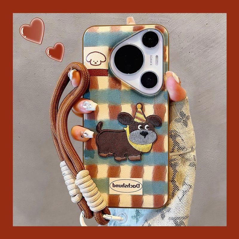 XR1316刺绣女手机壳14手绳腊肠狗