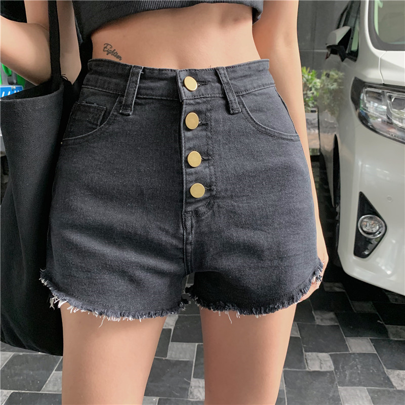 Real price ~ retro simple high waisted single breasted open hem jeans