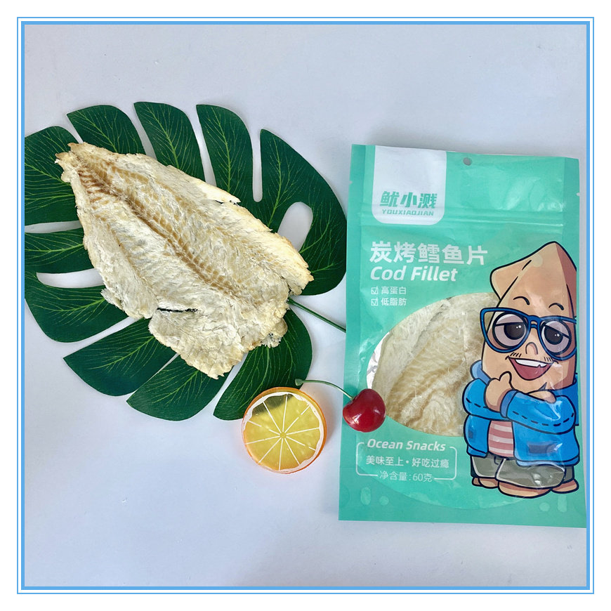 鳕鱼片炭烤鱼片海鲜海味零食即食特产鳕鱼干小吃烤鱼片休闲60g