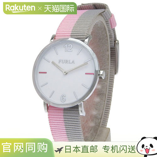 日本直邮Furla 女士腕表不锈钢 x 尼龙表带粉色 x 灰色GIADA 款33