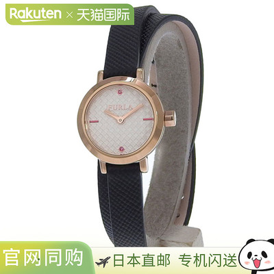 日本直邮Furla 女士腕表不锈钢 x 皮革表带黑色VITTORIA 21毫米银