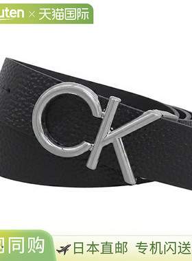 日本直邮Calvin Klein 男士腰带 110 皮革黑色 ADJ CK MATAL BONB