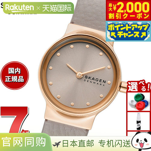 日本直邮Skagen 女士 Freja Lille 双指针腕表镶嵌灰色宝石和 Lit