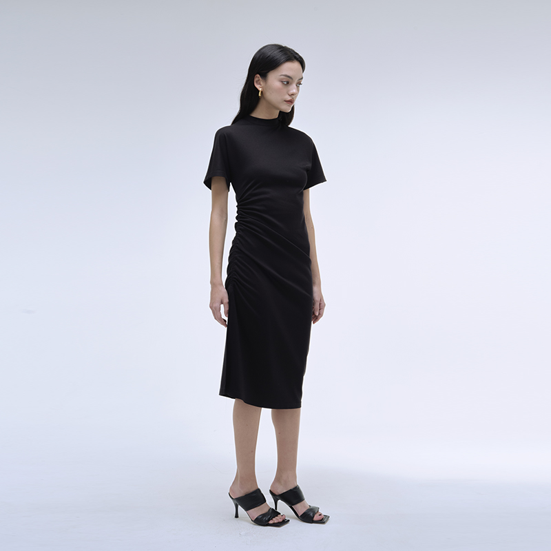 INSPIRE&STORIES抽褶黑色连衣裙