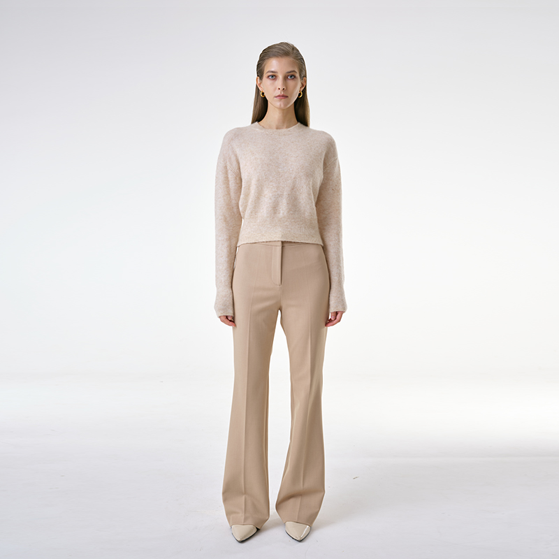 INSPIRE&STORIES 女士秋冬简约驼色微喇显瘦休闲百搭西装裤长裤