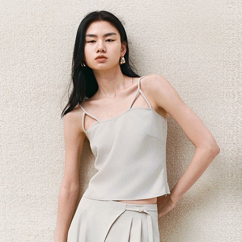 INSPIRE 女士春夏款米色充绳简约时尚背心/吊带