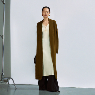 针织开衫 INSPIRE&STORIES 长款 绿色慵懒风大女主浴袍式 23秋冬新款