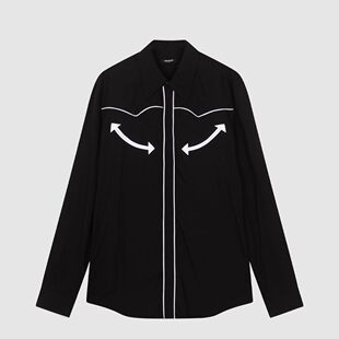 衬衫 尖头男透气简约休闲黑色长袖 衬衣 新品 现货BALMAIN巴尔曼夏季
