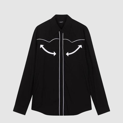 巴尔曼男士尖头透气长袖衬衫