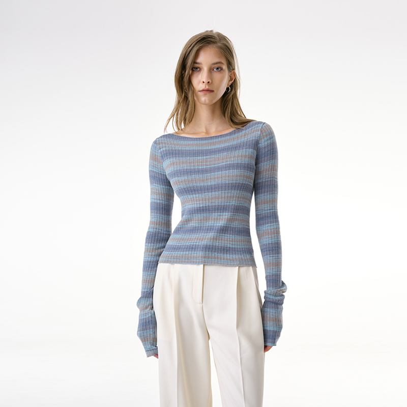 INSPIRE&STORIES圆领条纹针织衫