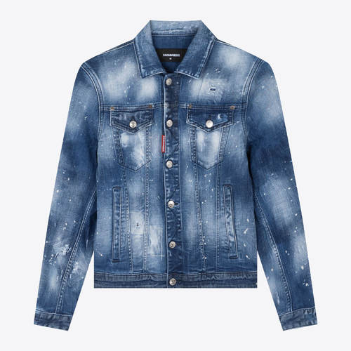 DSQUARED2泼墨翻领男牛仔夹克
