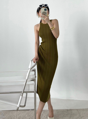 夏季时尚新款孕妇连衣裙气质修身显瘦针织通勤工字无袖背心裙子女