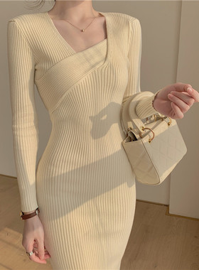 秋冬新款针织孕妇连衣裙女新款显瘦修身包臀裙紧身内搭打底裙子