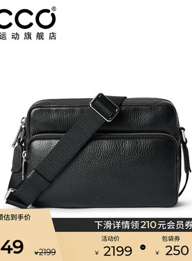 ECCO爱步单肩包 黑色真皮包包方包手提包通勤 相机包9107759