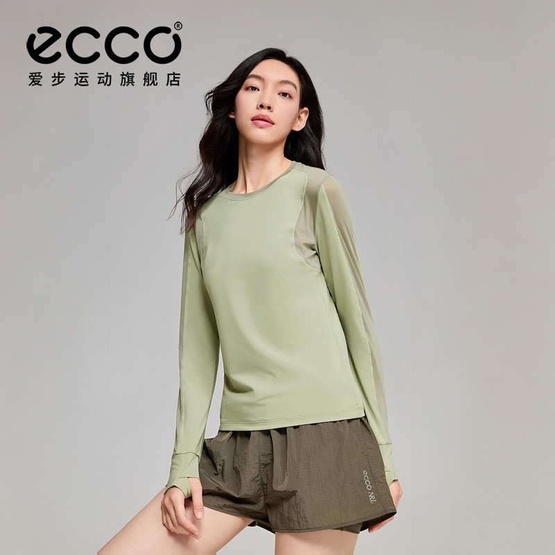 ECCO x NRL联名 26新款简约运动透气T恤女休闲长袖女士EN253T024,运动服/休闲服装,运动T恤,淘宝优惠券,粉丝福利购,淘宝优惠卷