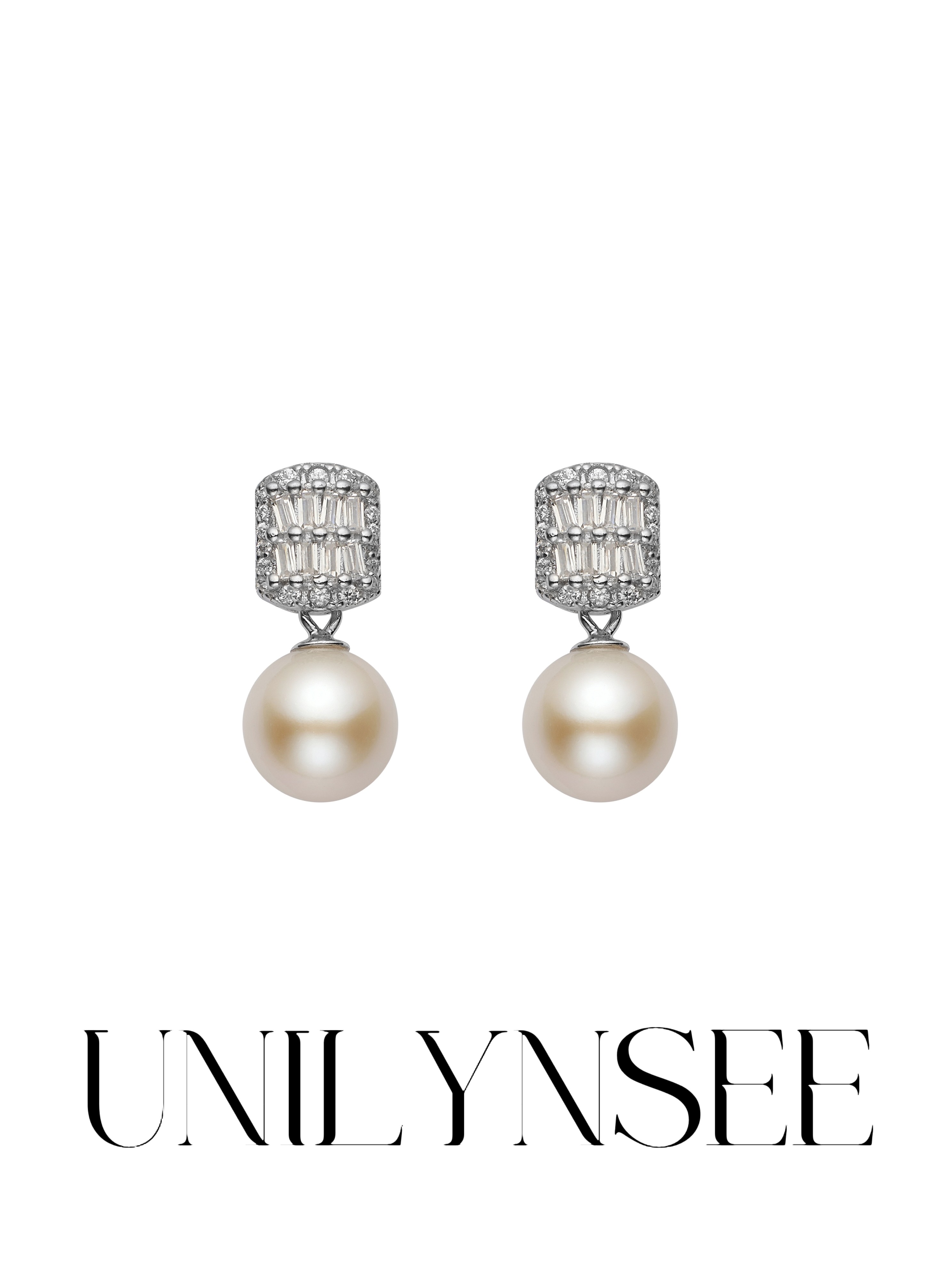 凌溪珠宝 | 方钻淡水珍珠耳环诸暨天然淡水极光珠近正圆送妈妈