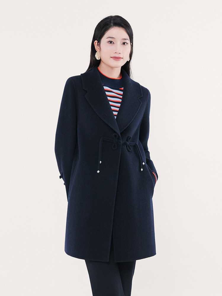 纤牌羊毛双面呢大衣百搭