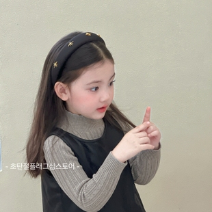 高级感简约黑色丝绒星星儿童发箍不勒头小女孩头箍女童头饰新款 韩
