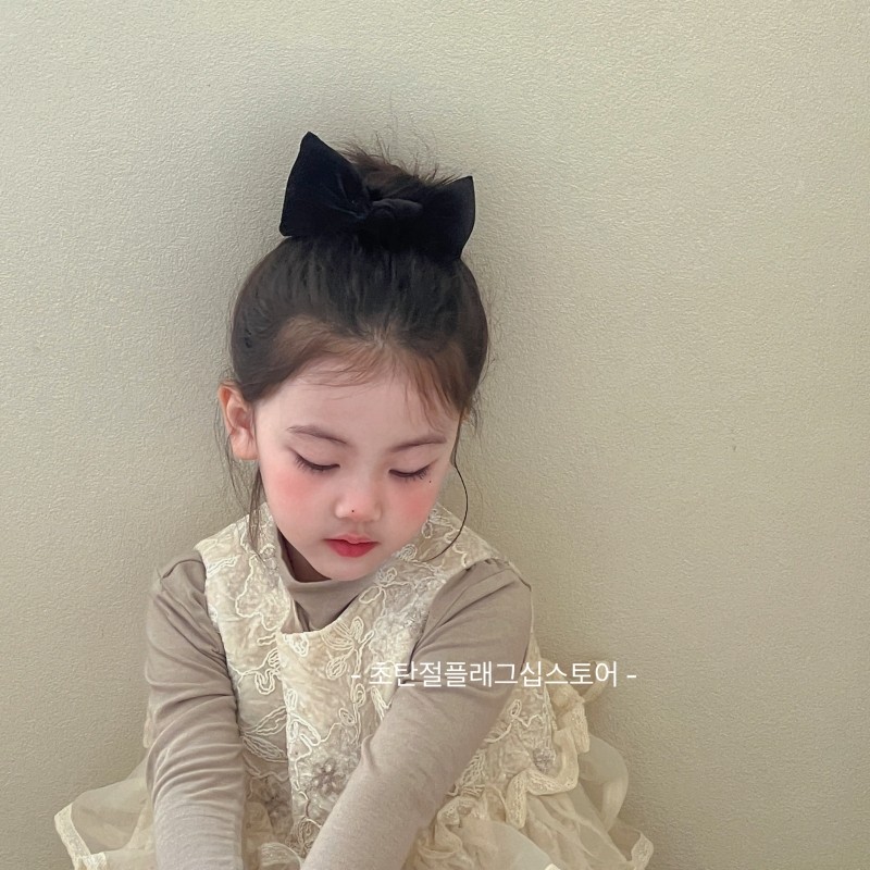 立体充棉丝绒红色珍珠蝴蝶结儿童发圈女童头饰发饰小女孩发绳皮筋