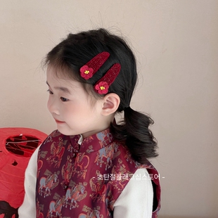 女童花朵发夹新年2026拜年刘海碎发夹儿童过年发卡宝宝小女孩头饰