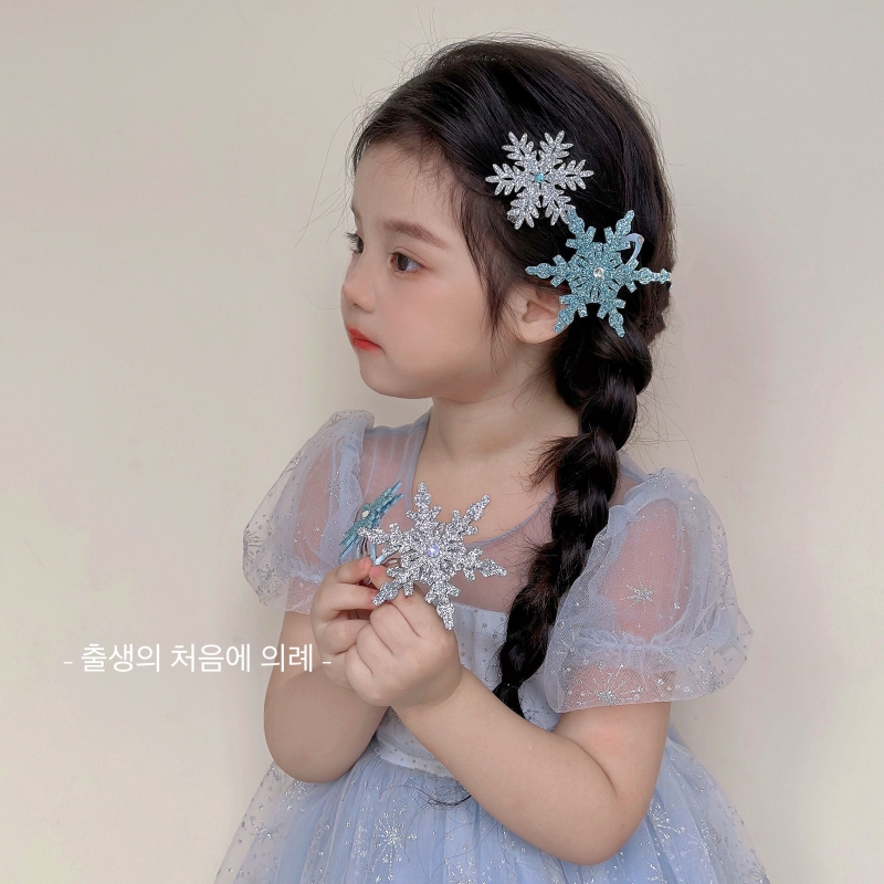 甜美洋气女孩蓝色雪花发夹
