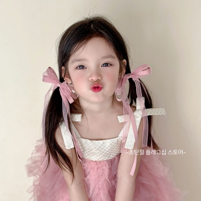 女童长飘带蝴蝶结头饰公主发夹