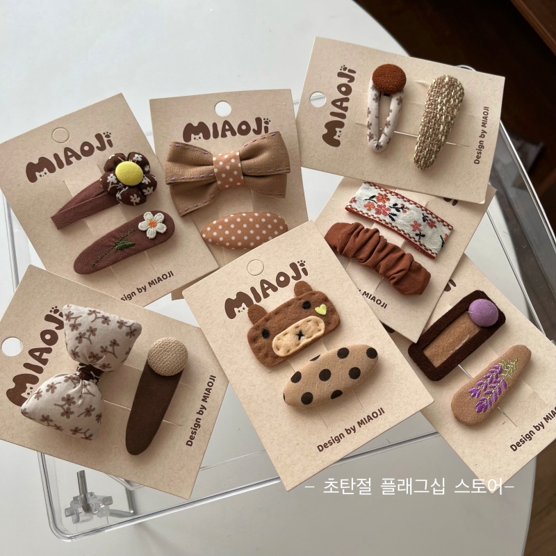 复古森系小女孩布艺蝴蝶结发夹