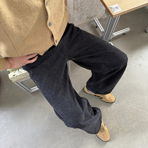 NickTian水洗直筒牛仔长裤