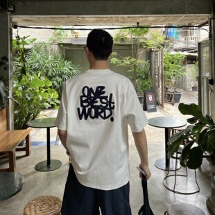 T恤男新款 Nick 街头高级感背后字母刺绣短袖 美式 宽松上衣 Tian