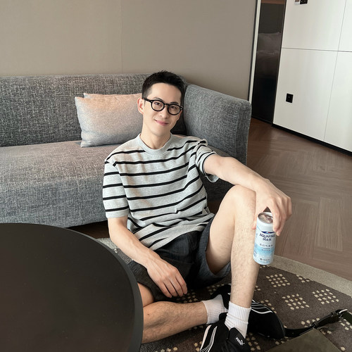 NickTian休闲风条纹短袖T恤
