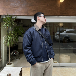 翻领夹克高级感厚外套 老钱风宽松拼色羽绒服男秋冬季 Nick Tian